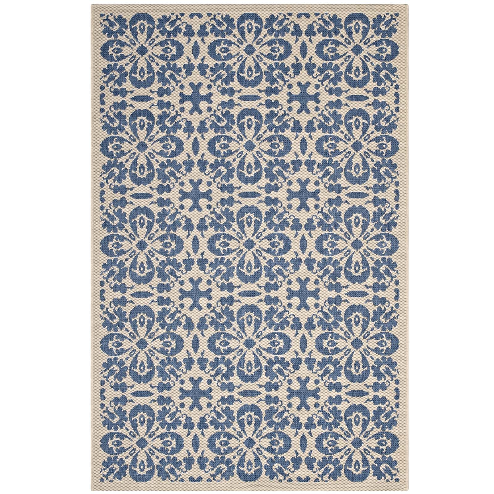 Ariana Vintage Floral Trellis Indoor and Outdoor 4x6 Area Rug by Modway