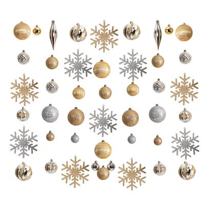 Holiday Deluxe Shatterproof, 60 Count Christmas Tree Ornament Box Set, Re-Useable Container